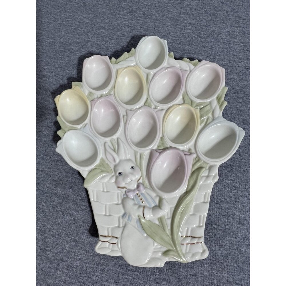 Lenox‎ Easter Tulip Egg Platter Pastel Bunny Basket Deviled Egg Plate New Boxed